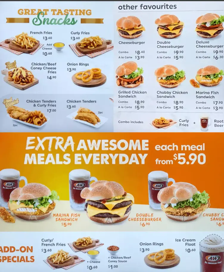 A & W MENU  